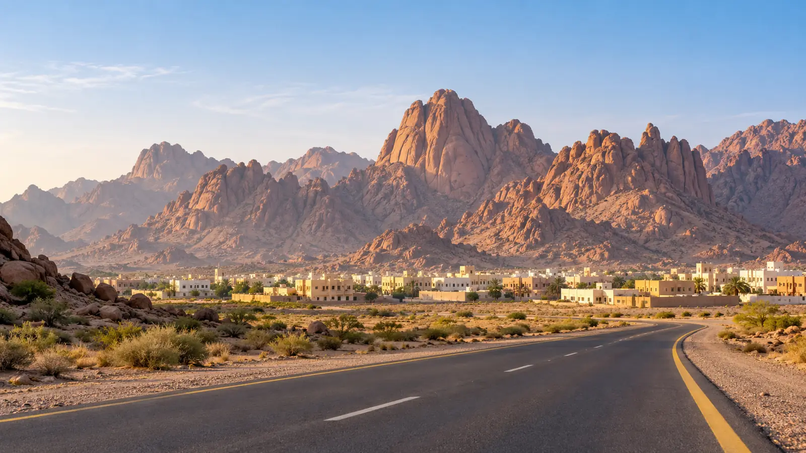 جبال أجا قرب مدينة حائل في ضوء الصباح، للحديث عن خطابة حائل والبحث عن زواج