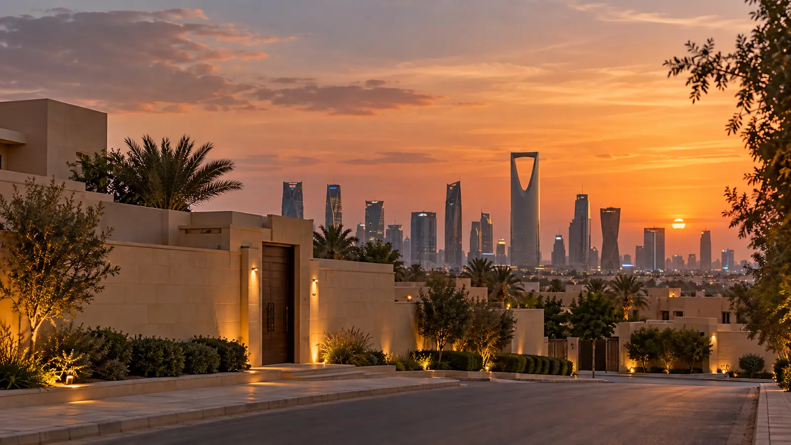 أفق مدينة الرياض عند الغروب من شارع سكني هادئ، عن خطابة في الرياض والزواج