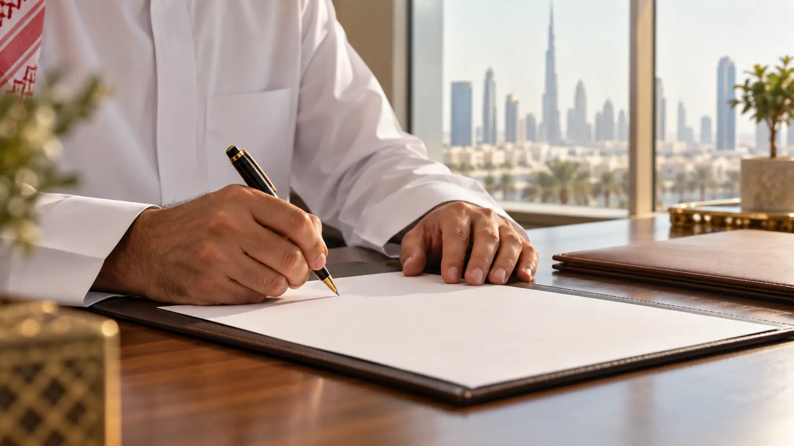 يدان توقّعان وثيقة زواج على مكتب، لمن يبحث عن زواج مسيار الدمام موثقًا